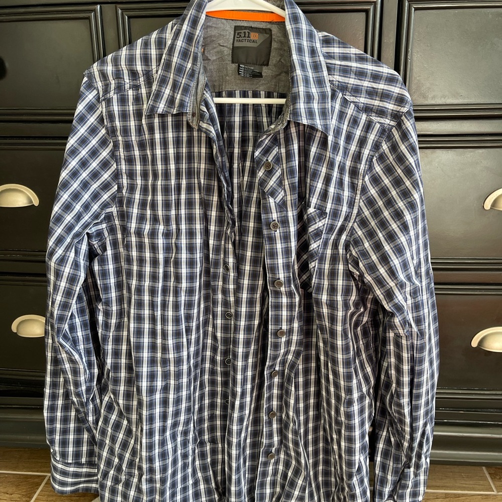 5.11 Tactical Navy Checkered Plaid Button Down Shirt